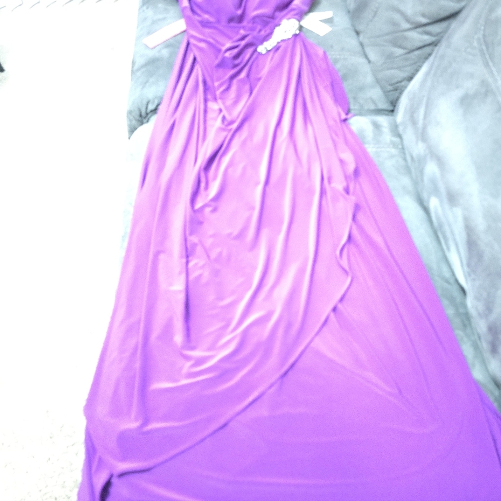 Purple Draped Dress with Embellishment - Picture 6 of 6